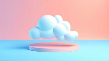 3D cloud icon minimal style, cloud computing online service, digital technology security concept, Generative AI illustration photo