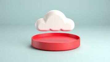 3D red white cloud icon minimal style, cloud computing online service, digital technology security concept, Generative AI illustration photo