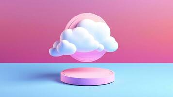 3D cloud icon minimal style, cloud computing online service, digital technology security concept, Generative AI illustration photo