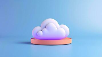 3D cloud icon minimal style, cloud computing online service, digital technology security concept, Generative AI illustration photo