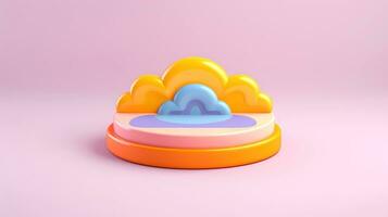 3D cloud icon minimal style, cloud computing online service, digital technology security concept, Generative AI illustration photo