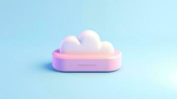 3D cloud icon minimal style, cloud computing online service, digital technology security concept, Generative AI illustration photo