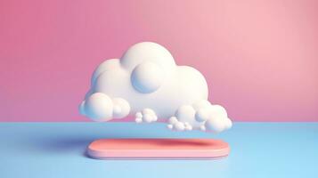 3D cloud icon minimal style, cloud computing online service, digital technology security concept, Generative AI illustration photo