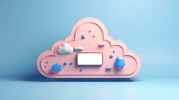 3D cloud icon minimal style, cloud computing online service, digital technology security concept, Generative AI illustration photo