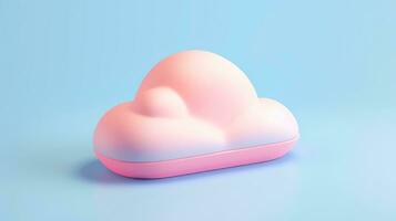 3D cloud icon minimal style, cloud computing online service, digital technology security concept, Generative AI illustration photo