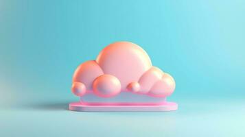 3D cloud icon minimal style, cloud computing online service, digital technology security concept, Generative AI illustration photo