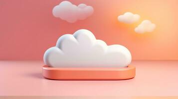 3D cloud icon minimal style, cloud computing online service, digital technology security concept, Generative AI illustration photo