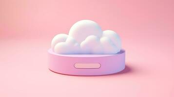 3D cloud icon minimal style, cloud computing online service, digital technology security concept, Generative AI illustration photo