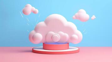 3d nube icono mínimo estilo, nube informática en línea servicio, digital tecnología seguridad concepto, generativo ai ilustración foto