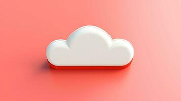 3D red white cloud icon minimal style, cloud computing online service, digital technology security concept, Generative AI illustration photo