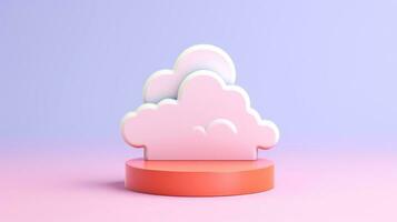 3D cloud icon minimal style, cloud computing online service, digital technology security concept, Generative AI illustration photo