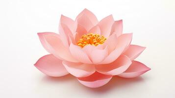 Photo of beautiful Lotus flower isolated on white background. Generative AI