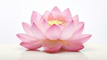 Photo of beautiful Lotus flower isolated on white background. Generative AI