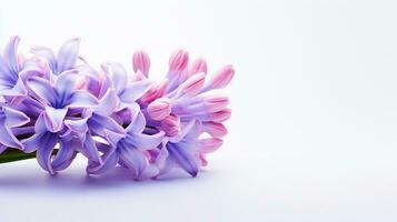 Photo of beautiful Hyacinth flower isolated on white background. Generative AI