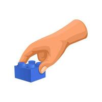 Hand Hold Lego Block Toy Symbol Cartoon Illustration Vector