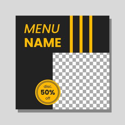 Food menu banner social media post. Editable social media templates for promotions on the Food menu. Set of social media story and post frames. Layout design for marketing on social media.