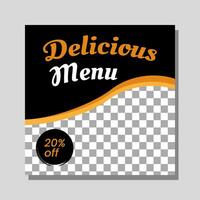 Food menu banner social media post. Editable social media templates for promotions on the Food menu. Set of social media story and post frames. Layout design for marketing on social media. vector