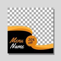 Food menu banner social media post. Editable social media templates for promotions on the Food menu. Set of social media story and post frames. Layout design for marketing on social media. vector