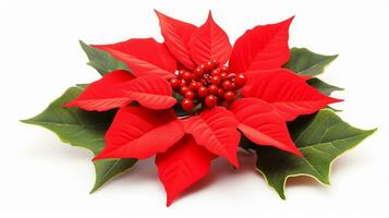 Photo of beautiful Holly flower isolated on white background. Generative AI