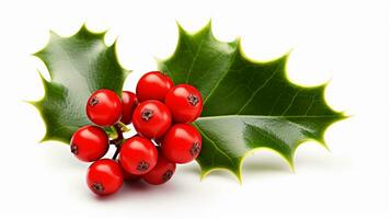 Photo of beautiful Holly flower isolated on white background. Generative AI