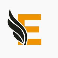 Letter E Wing Logo Design For Freight and Transportation Symbol. Wing Logotype Template vector