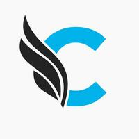 Letter C Wing Logo Design For Freight and Transportation Symbol. Wing Logotype Template vector