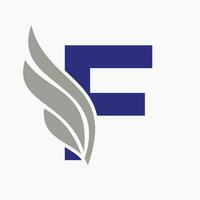 Letter F Wing Logo Design For Freight and Transportation Symbol. Wing Logotype Template vector