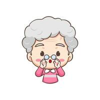 Cute Grand mother Shouting out or calling cartoon character. People expression concept design. Isolated background. Vector art illustration.