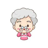 Cute Grand mother Shouting out or calling cartoon character. People expression concept design. Isolated background. Vector art illustration.