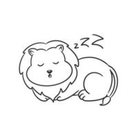 Cute lion is sleeping peacefully for coloring vector