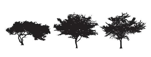 Vector set of plant and tree silhouette.
