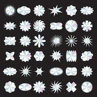 Vector y2k holographic stickers with different shapes