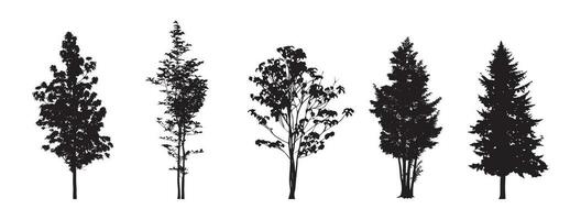 Vector set of plant and tree silhouette..