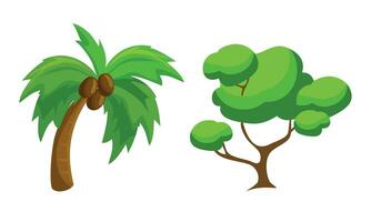 vector set of variety plants and trees