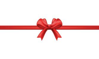 Vector elegant red ribbon and bow isolated on white