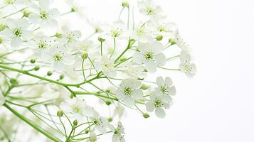 Photo of beautiful Gypsophila flower isolated on white background. Generative AI