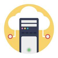 A server and a cloud symbolising remote server hosting vector