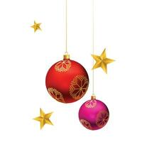 Vector set of five realistic christmas bauble elements design