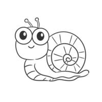 linda caracol es caminando y sonriente para colorante vector