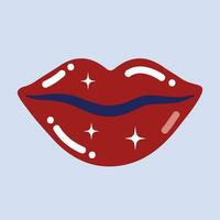 Vector flat lip beautiful stickers