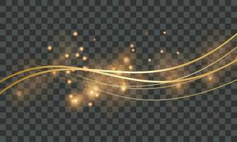 Vector golden light wave effect with no background