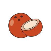 Kids drawing Cartoon Vector illustration coconut fruit icon Isolated on White Background