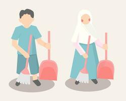 Kids Sweep the Floor Illustration vector