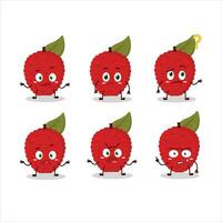 Cartoon character of lychee with what expression vector