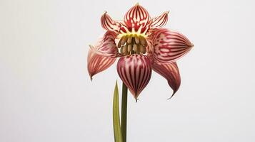 Photo of beautiful Fritillaria flower isolated on white background. Generative AI