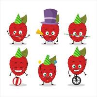 Cartoon character of lychee with various circus shows vector