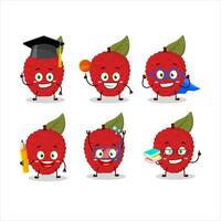 School student of lychee cartoon character with various expressions vector