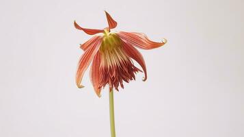 Photo of beautiful Fritillaria flower isolated on white background. Generative AI