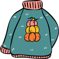 Cute Autumn Doodle, Cozy Sweater in Vibrant warmth Colors png
