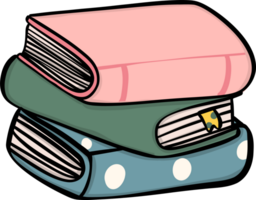 Cute doodle stack of books illustrations hand drawn cartoon drawing png